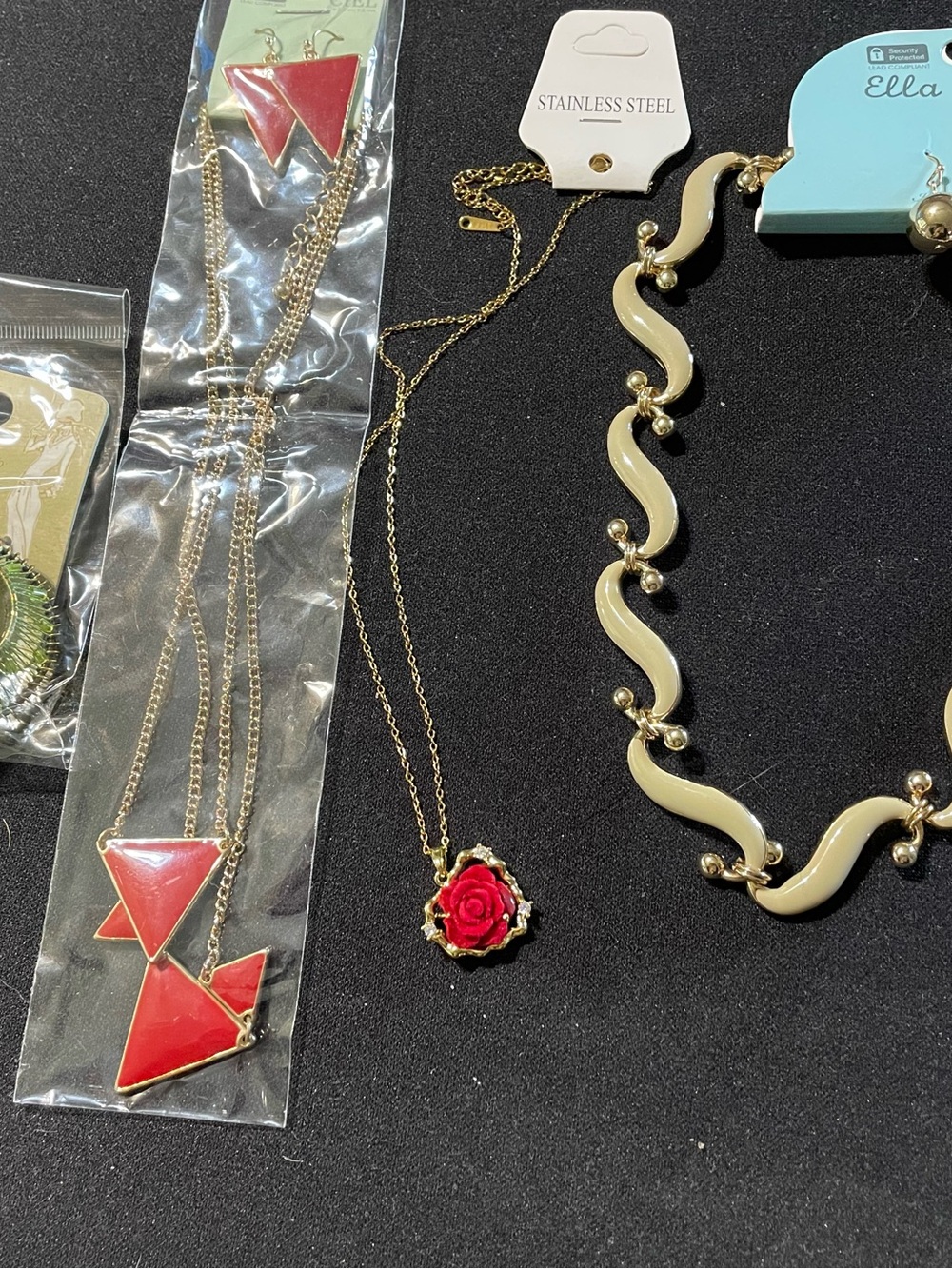 Ella Red Rose Pendant Necklace with Gold Chain